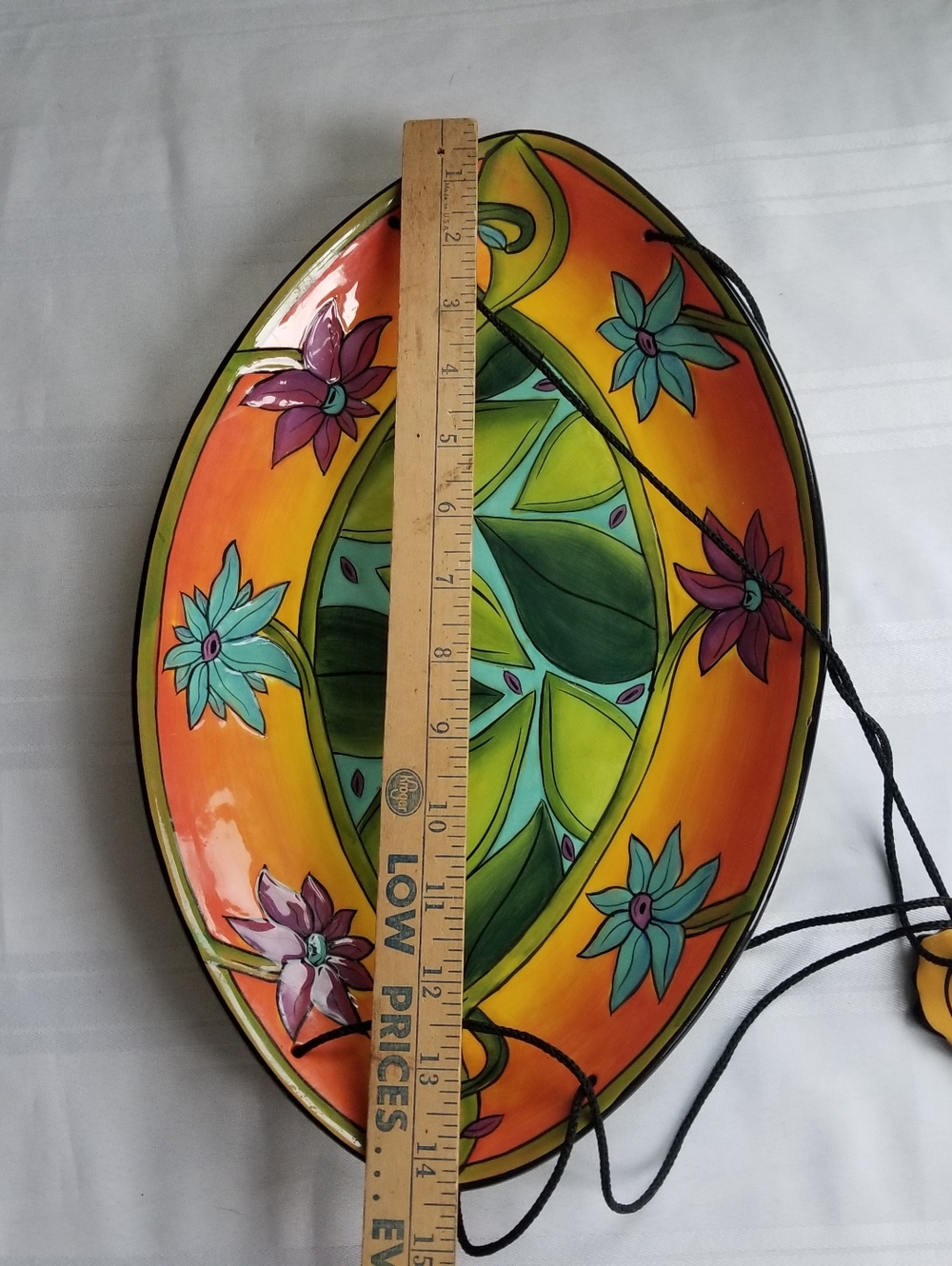 Terri Kern Artist Colorful Hand-Painted Hanging Ceramic Platter Bird Bath Feeder - Picture 7 of 9